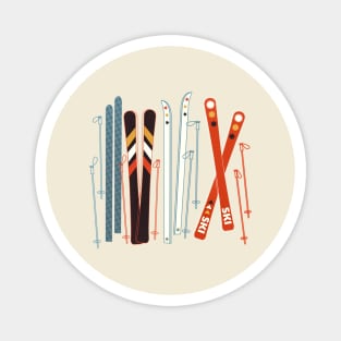 Retro ski illustration Magnet